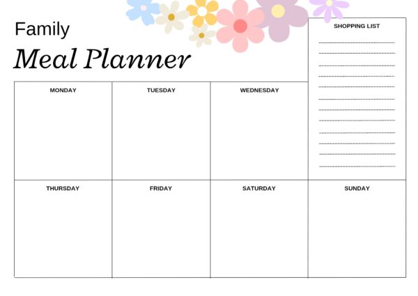 Stress-Free Family Meals: Printable Weekly Planner